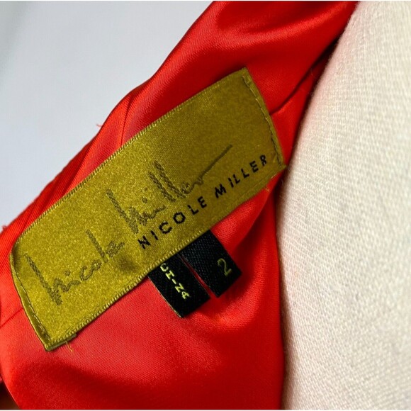 NICOLE MILLER Tangerine Halter Formal Silk Evening Gown Dress w/Train - Sz 2 - Picture 5 of 8